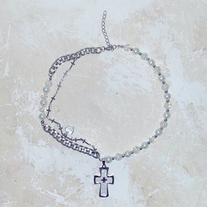 mcmlxxx designer choker necklace NWT UNI beads/cross streetwear​​​​​